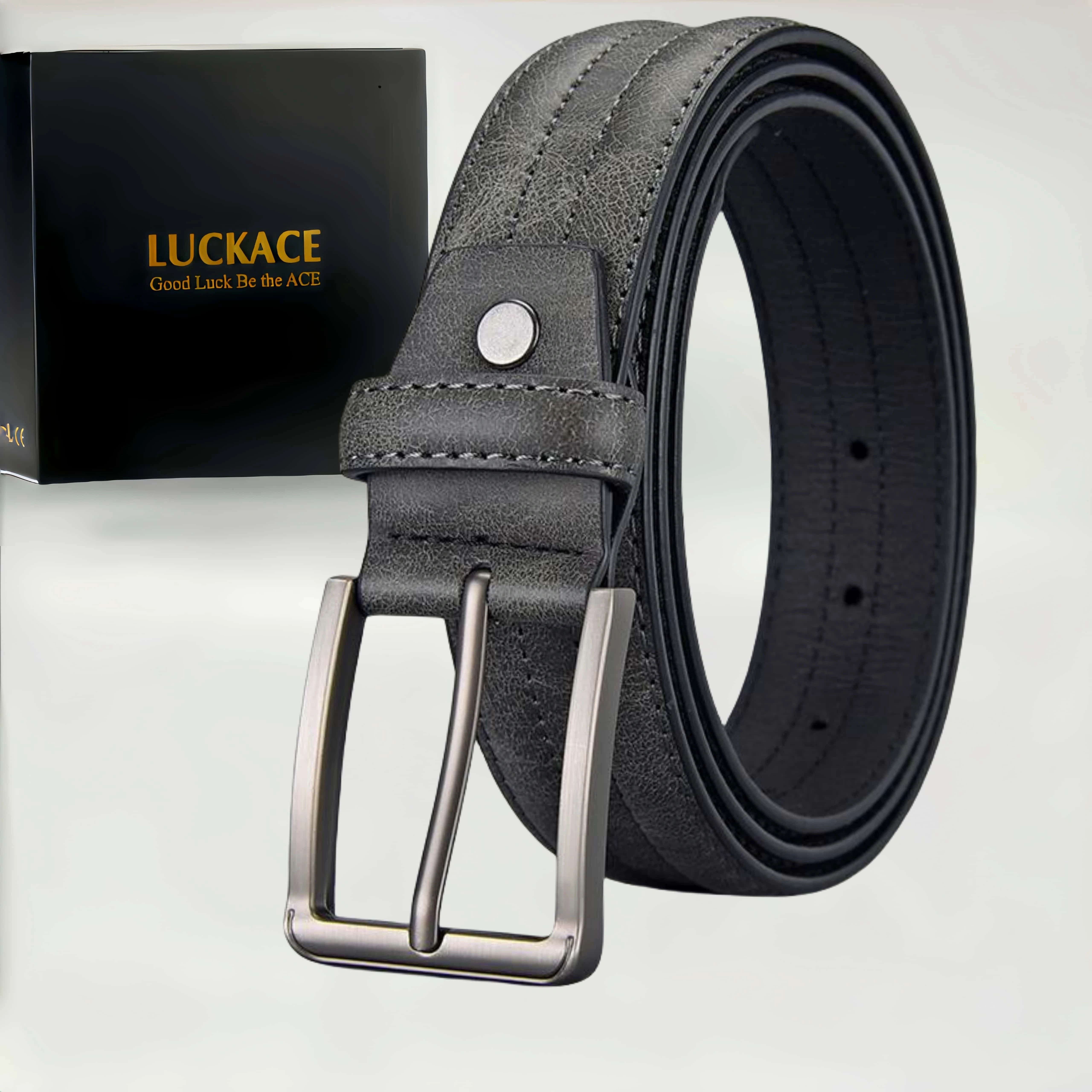 Ceinture à boucle en alliage de Grain de marbre pour hommes, coffret cadeau, accessoire bohème pour