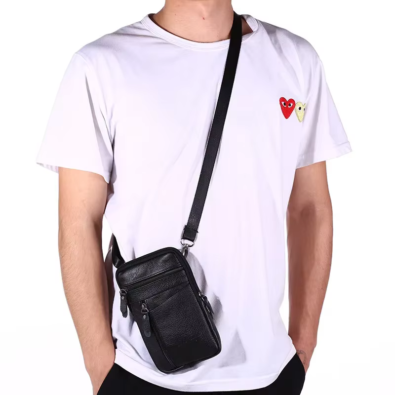 Sac de taille en cuir pour hommes, sac pour téléphone portable, ceinture de Sport de plein air, peti