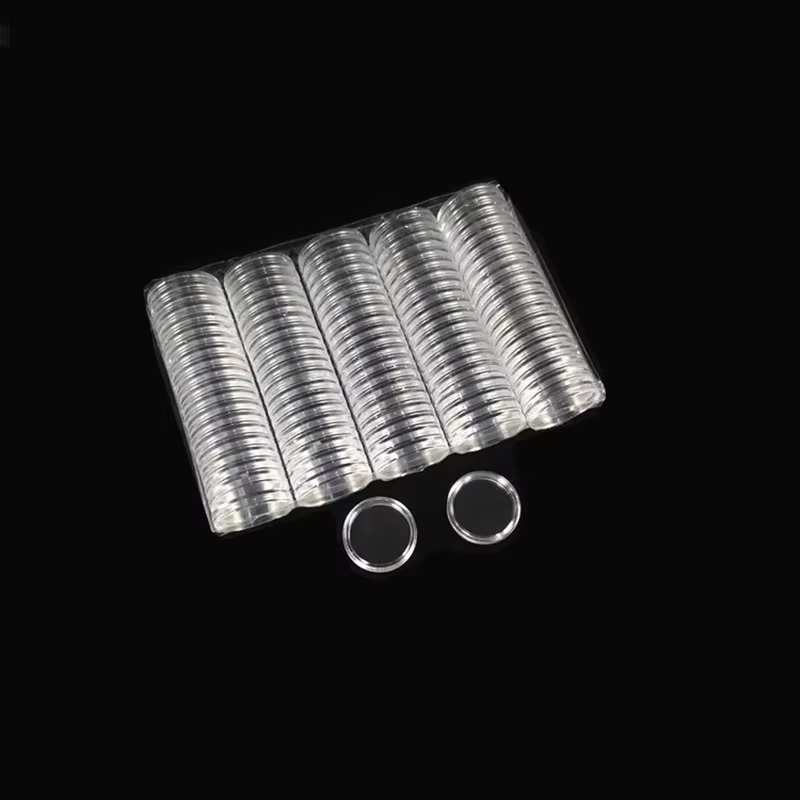 Porte-monnaie en plastique Transparent, 100 pièces, paquet d'entrepôt 16-46mm, présentoir de Capsule