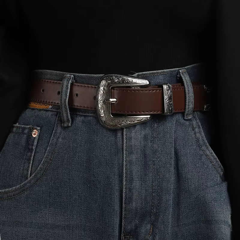 Ceinture noire de style européen et américain pour décoration féminine, ceinture simple et polyvalen
