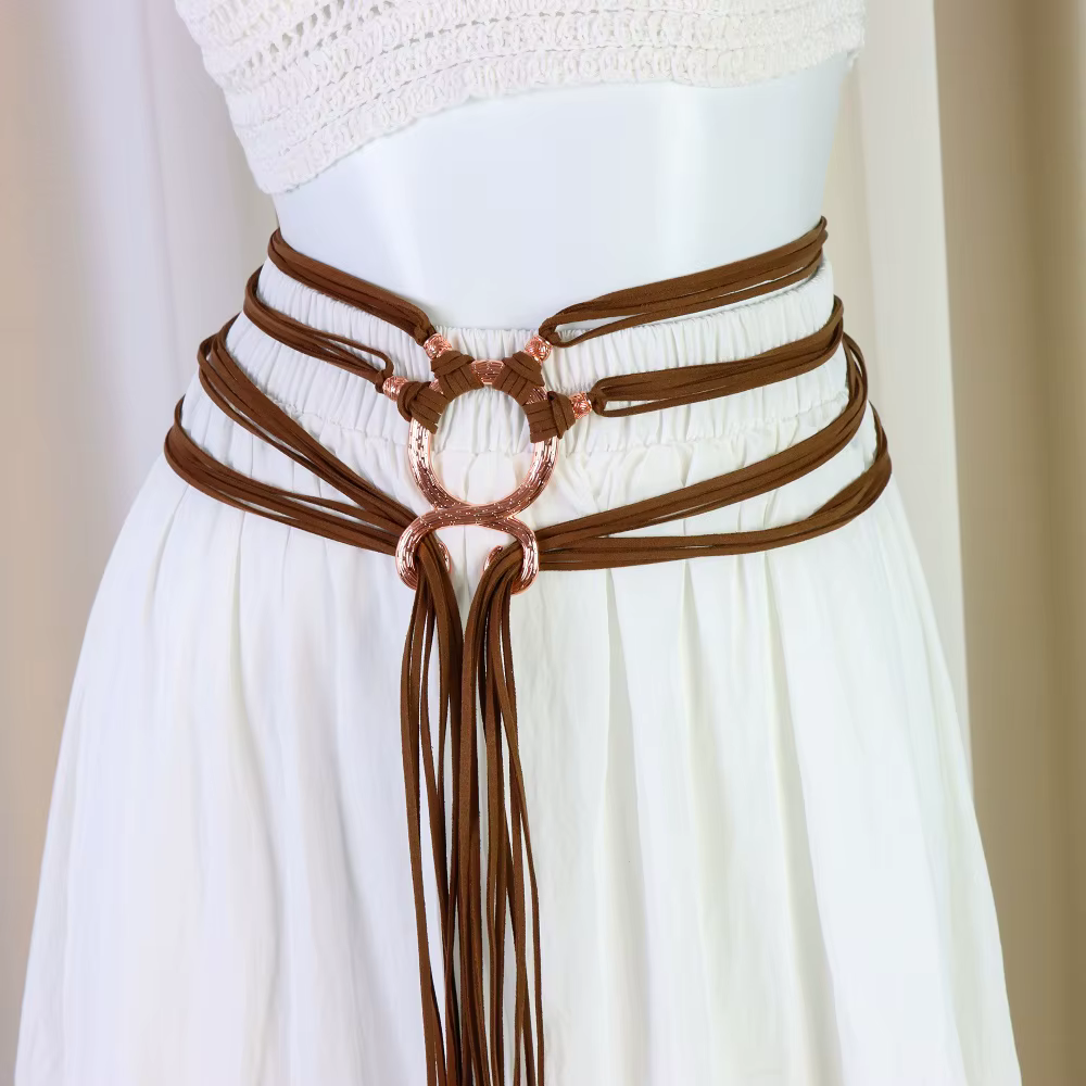 Ceinture à nœud croisé géant Viking d'inspiration vintage avec pompon – Accessoire polyvalent pour u