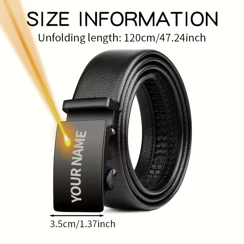 Ceinture décontractée personnalisée avec gravure de nom, logo ou texte, en cuir PU avec boucle en al