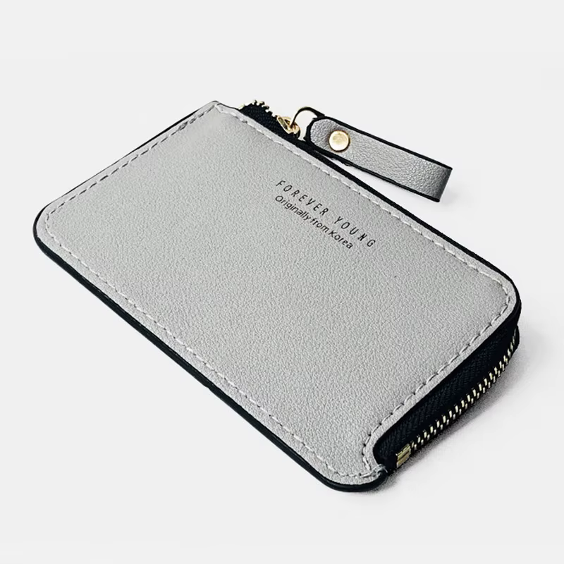 Portefeuille en cuir mince pour hommes – Petit porte-carte de crédit avec porte-monnaie à fermeture