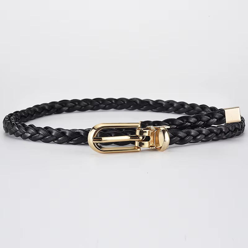 Ceinture fine tressée en cuir PU pour femmes, 0.8x110cm, robe, chemise, pantalon, ceintures décorati