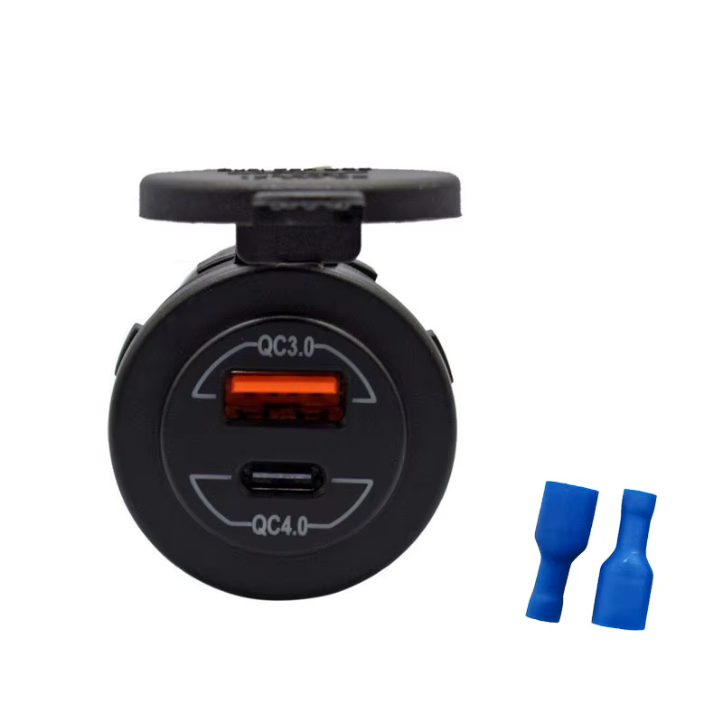 Chargeur de voiture rapide double port (USB-C + USB-A) pour véhicules 12 V/24 V – Compatible avec vo
