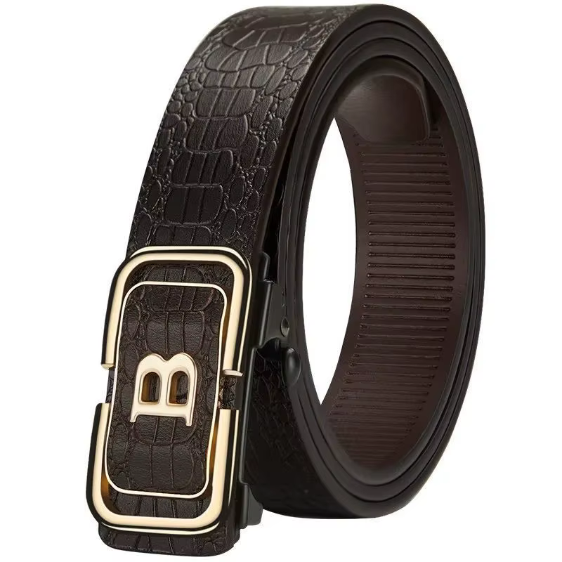 Ceinture à boucle automatique motif Crocodile pour hommes, à la mode, avec jean pour hommes, ceintur