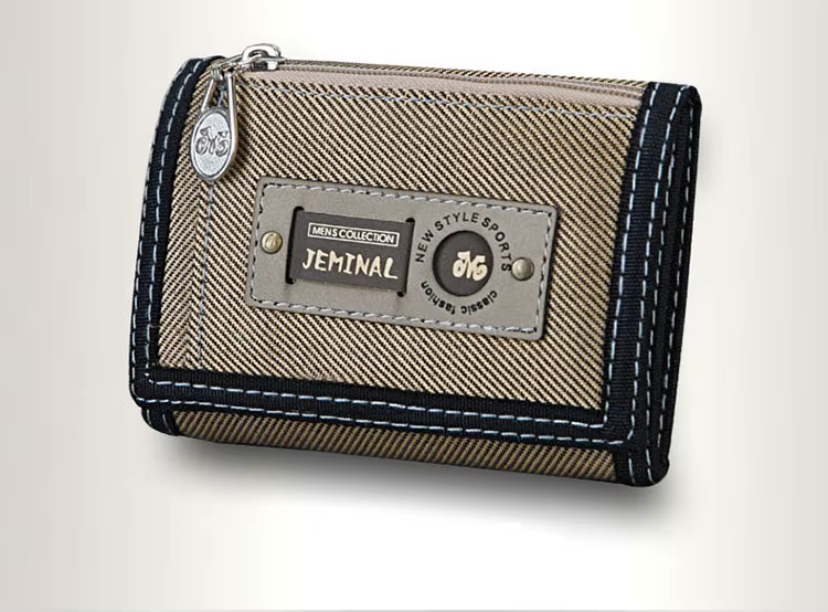 Portefeuille en Toile à Fermeture Éclair pour Homme, Porte-monnaie Court, Porte-cartes, Carte d'Iden