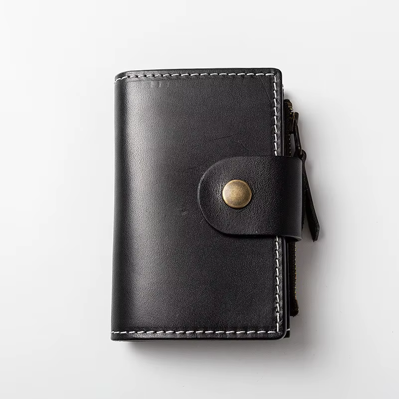 Zency – Mini portefeuille rétro en cuir de vache pour femmes, en cuir véritable, de haute qualité, d