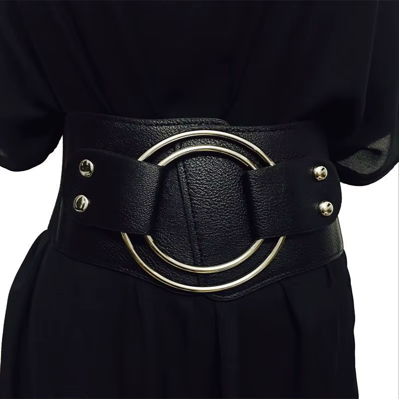 Ceinture large coréenne pour femmes - Ceinture corset élastique classique à boucle circulaire, ceint