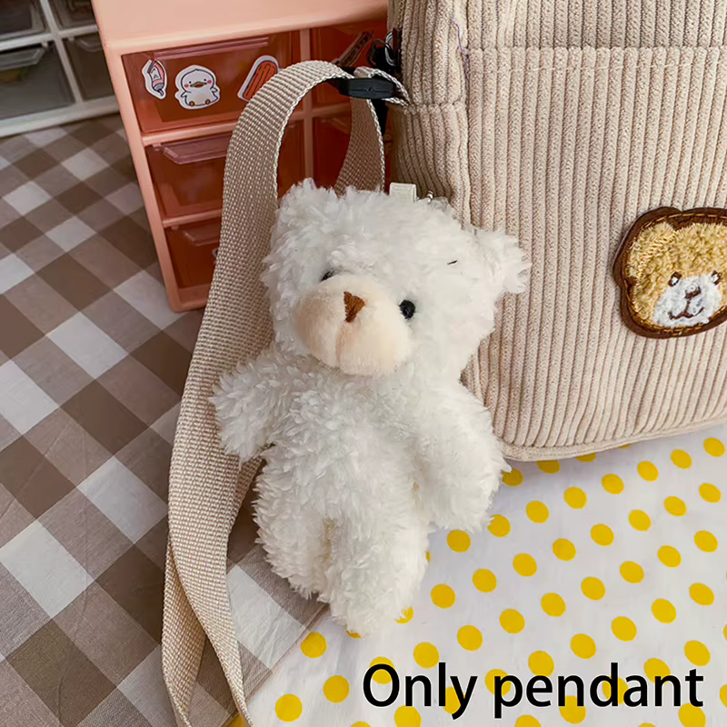 Porte-monnaie portable en velours côtelé avec motif ours, petit sac bandoulière.