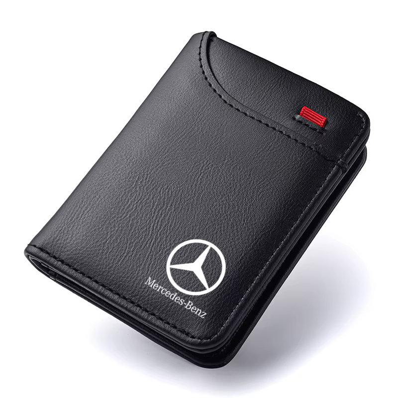 Portefeuille en cuir pour hommes, avec logo de voiture, pour Mercedes Benz A C E S Class GLC CLE CLA