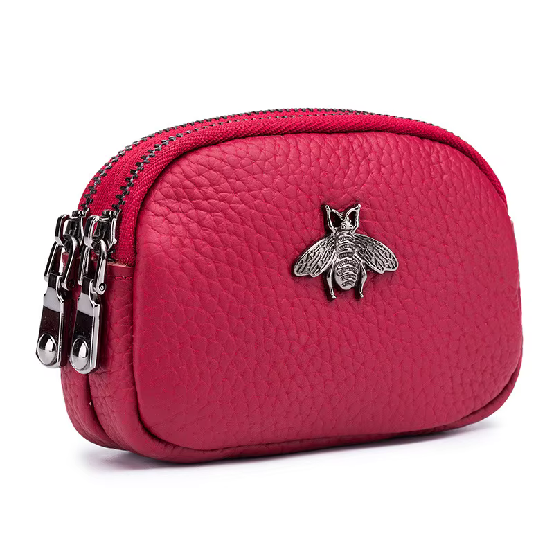 CICICUFF femmes porte-monnaie en cuir véritable femme Double fermeture éclair organisateur de voyage