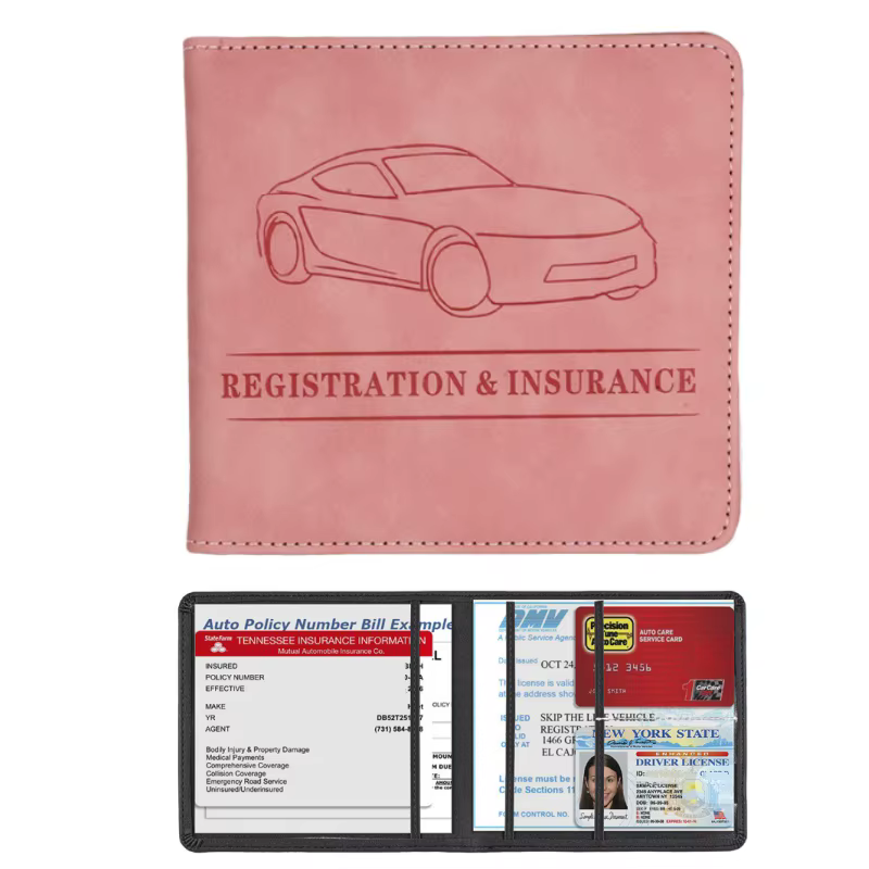 Porte-cartes pour hommes, portefeuille porte-cartes d'assurance pour voiture, planificateur de véhic