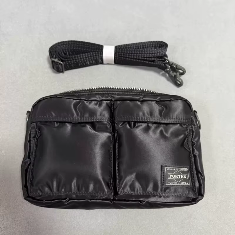 Sac bandoulière Porter Tanker Small 622-08634 en matériau brillant, sacoche décontractée, sac banane