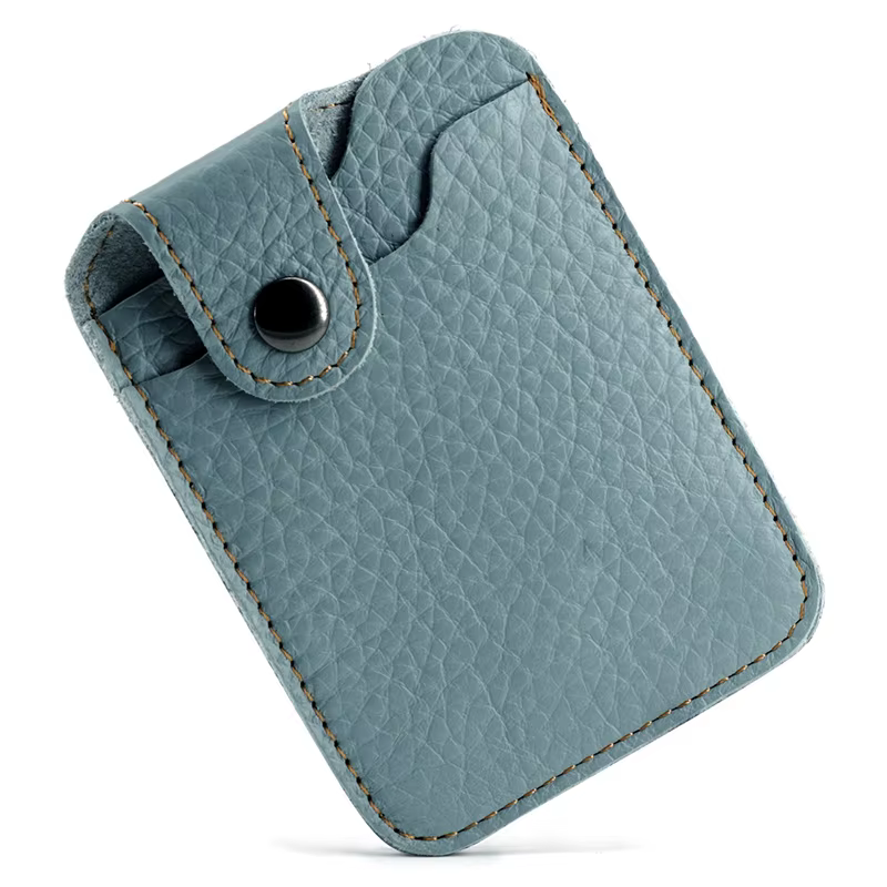 Porte-cartes en cuir véritable pour hommes, portefeuille minimaliste à 2 emplacements pour cartes de