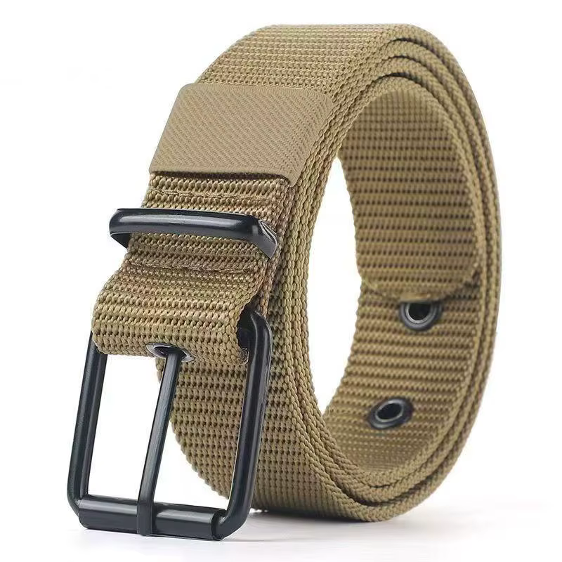 Ceinture en cuir à boucle ardillon en toile poreuse pour homme, ceinture de sport d'extérieur, ceint