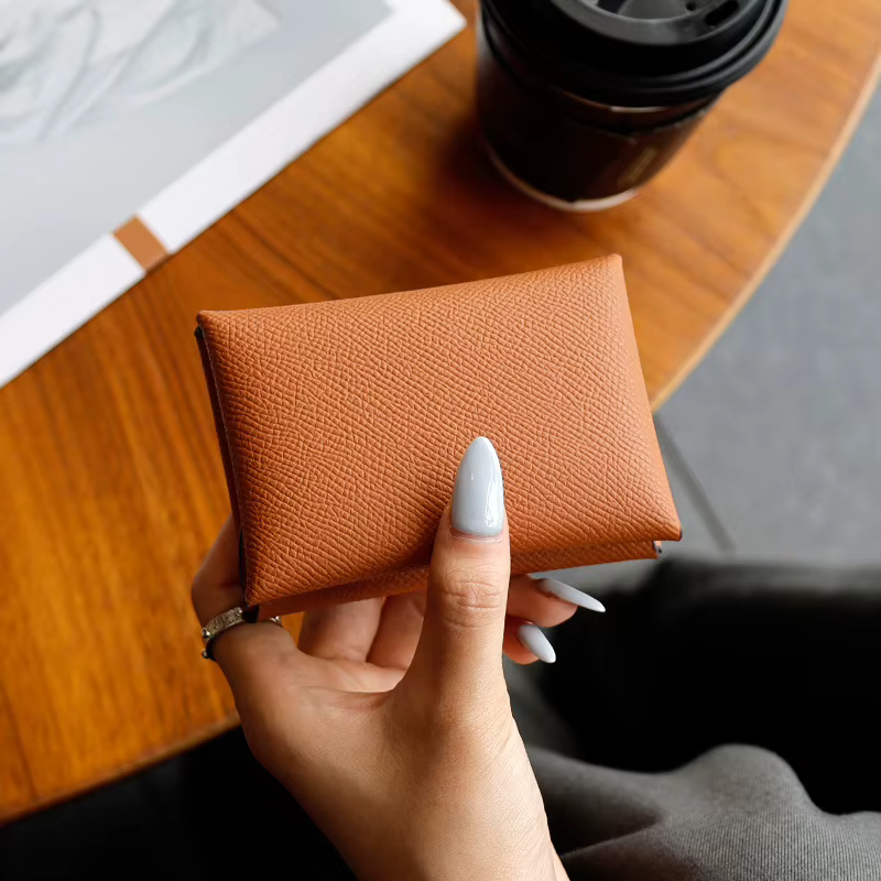 Porte-cartes de luxe en croûte de cuir petit portefeuille pour femmes unisexe concepteur étui à cart
