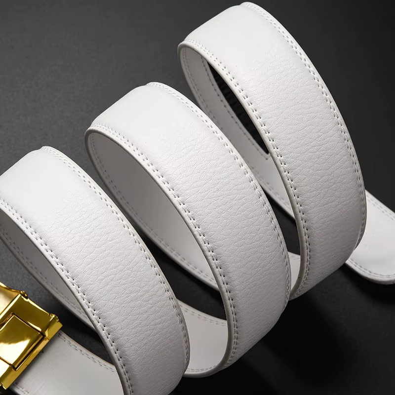 Ceinture en cuir de vachette automatique pour homme, ceinture double face, cuir véritable, chic, déc
