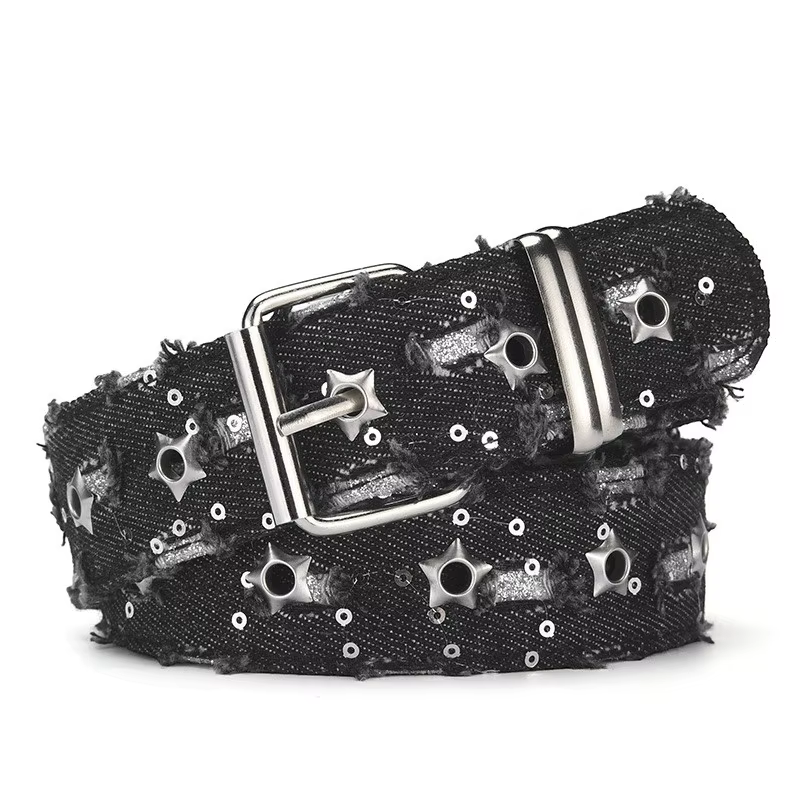 Nouvelle ceinture pour femme de style punk décontracté ajouré, avec décoration de trous en étoile te