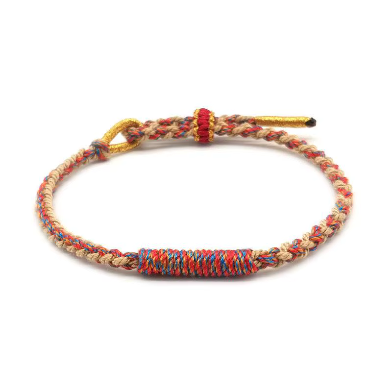 Bracelets porte-bonheur faits main en fil de coton multicolore, ajustables, pour l'amitié et la déco