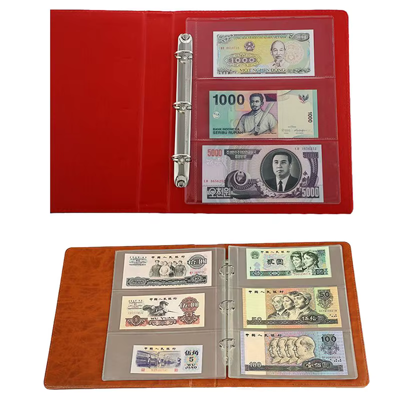 Album de collecte d'argent et de billets de banque, pocommuniste de support, cuir chevelu adt à 3 em