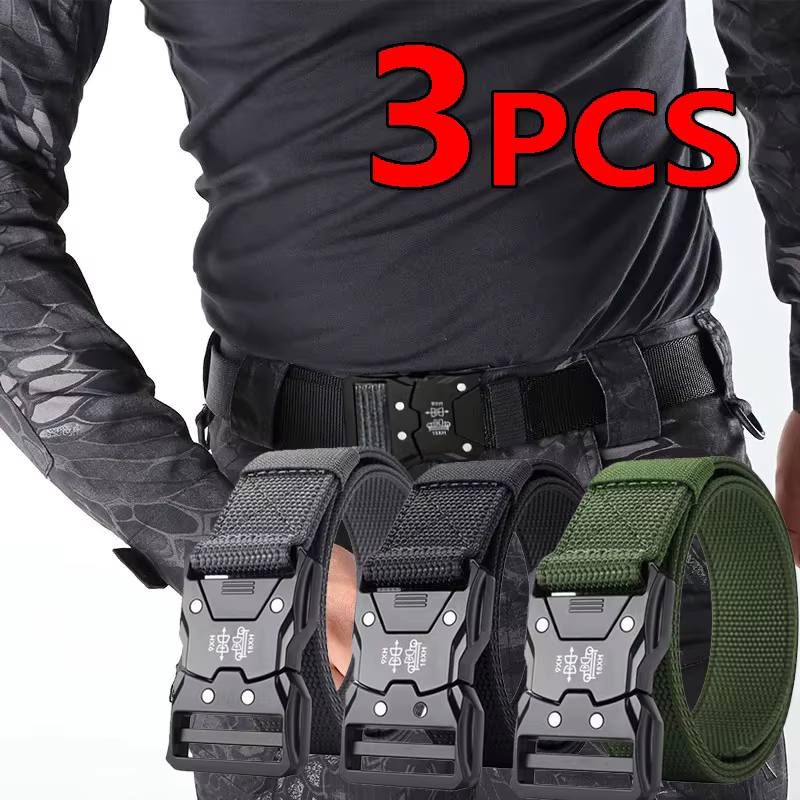 Véritable ceinture tactique noire à dégagement rapide pour hommes, boucle de ceinture d'extérieur à