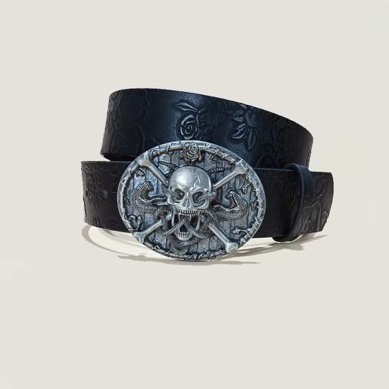 Ceinture en cuir Punk crâne grande taille pour femmes et hommes, Harajuku gothique Y2K, squelette en