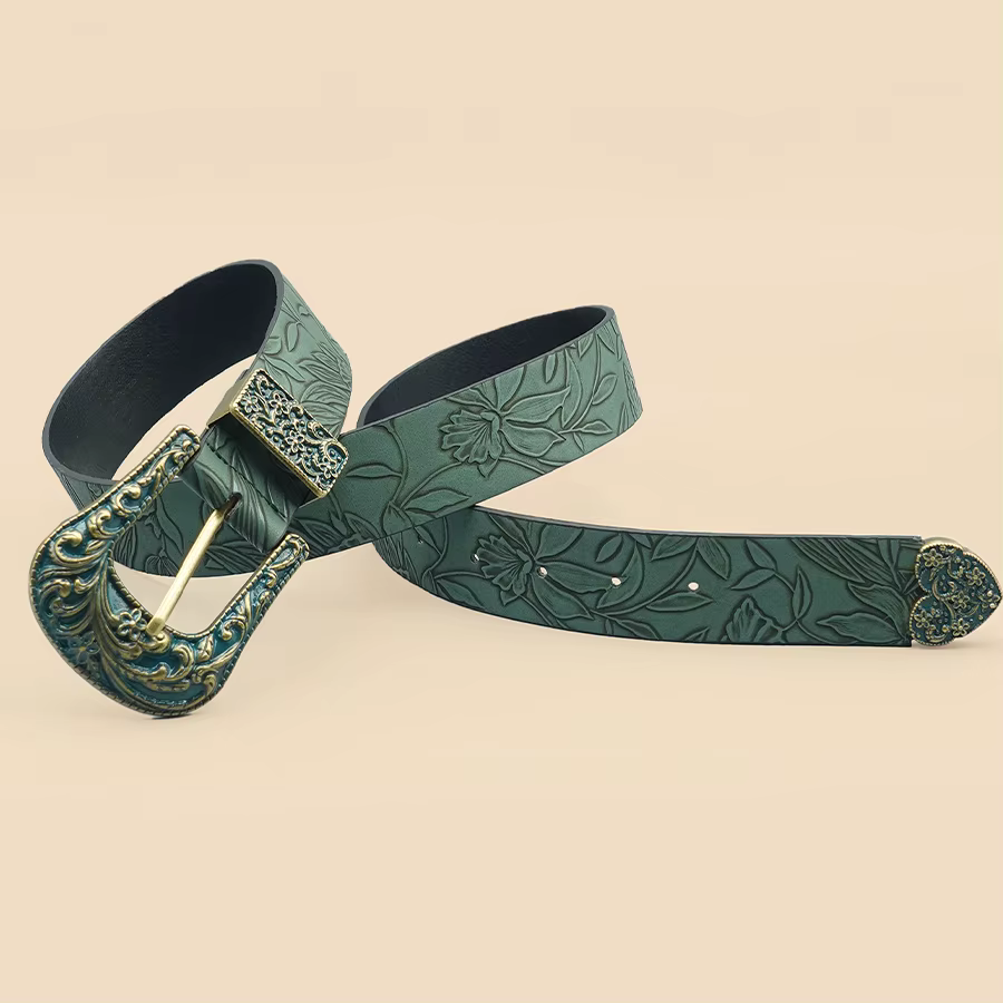 Ceinture sculptée avec impression de cuir chevelu pour femme, ceinture décontractée, polyvalent pour