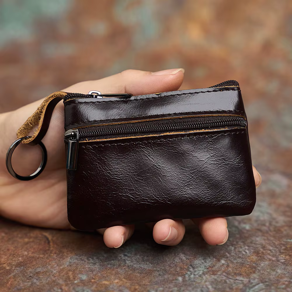 NASVA-Portefeuille en cuir vintage pour hommes et femmes, mini porte-monnaie, poche à clé, fermeture