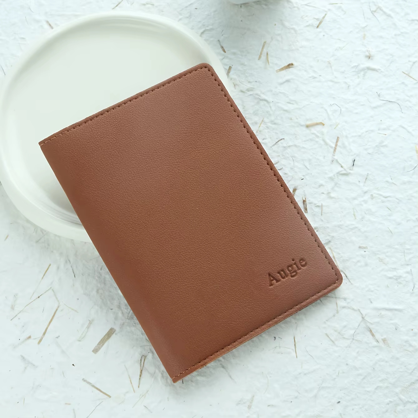 Couverture de passeport personnalisée en cuir PU - Portefeuille de voyage avec nom personnalisé Nouv