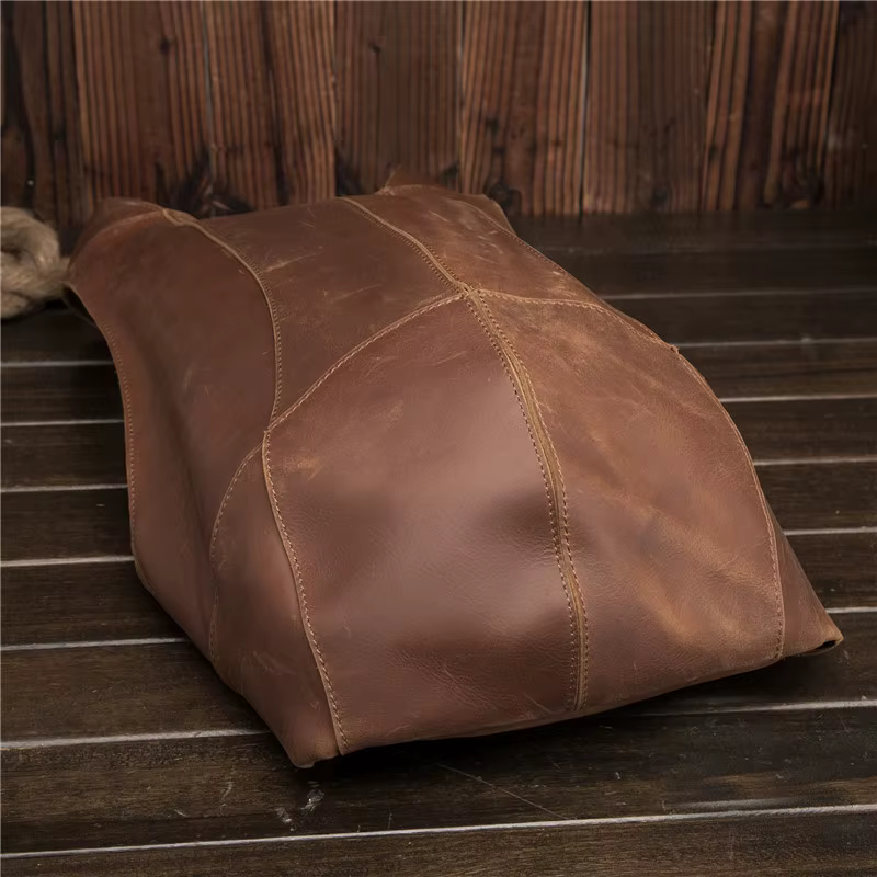 2108 hommes Crazy Horse cuir cuir cuir de vachette sac à dos rétro décontracté marron foncé sac à do