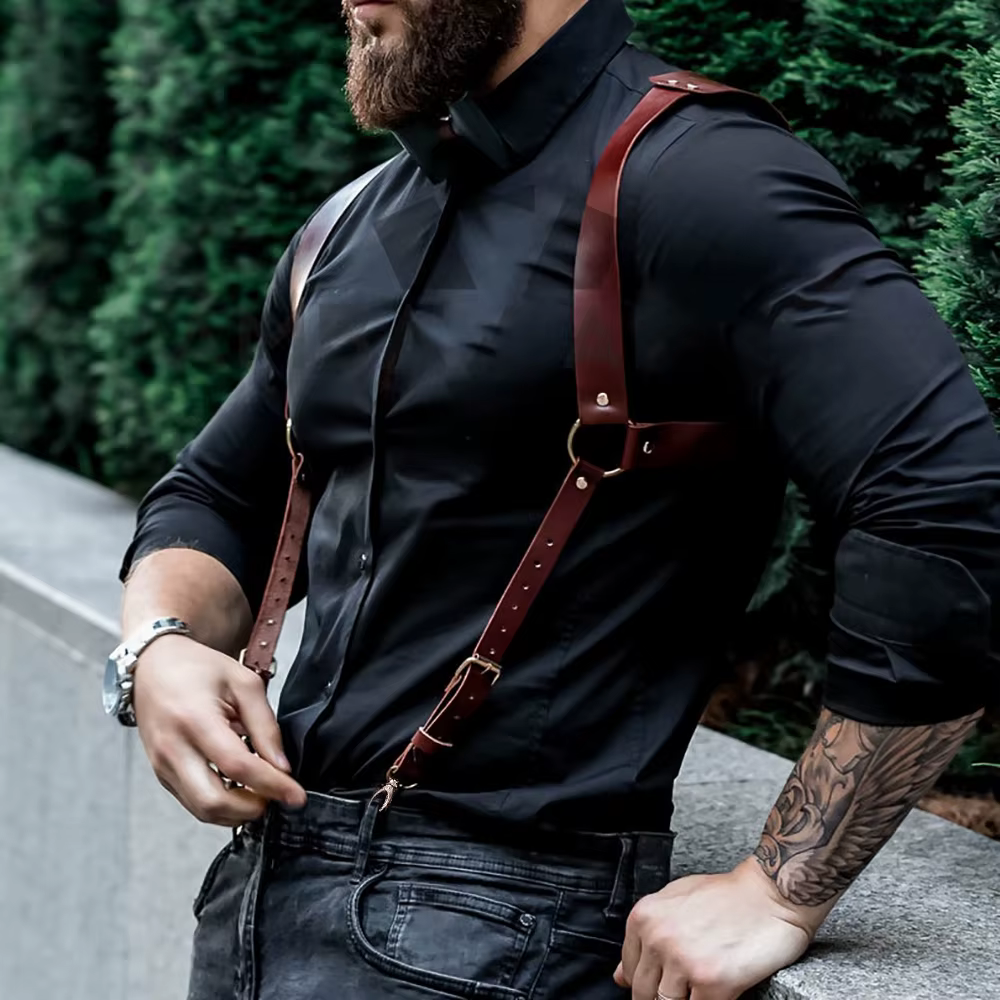 Bretelles pantalons pour hommes en cuir réglable sac à dos bretelles bretelles hommes bretelles mode