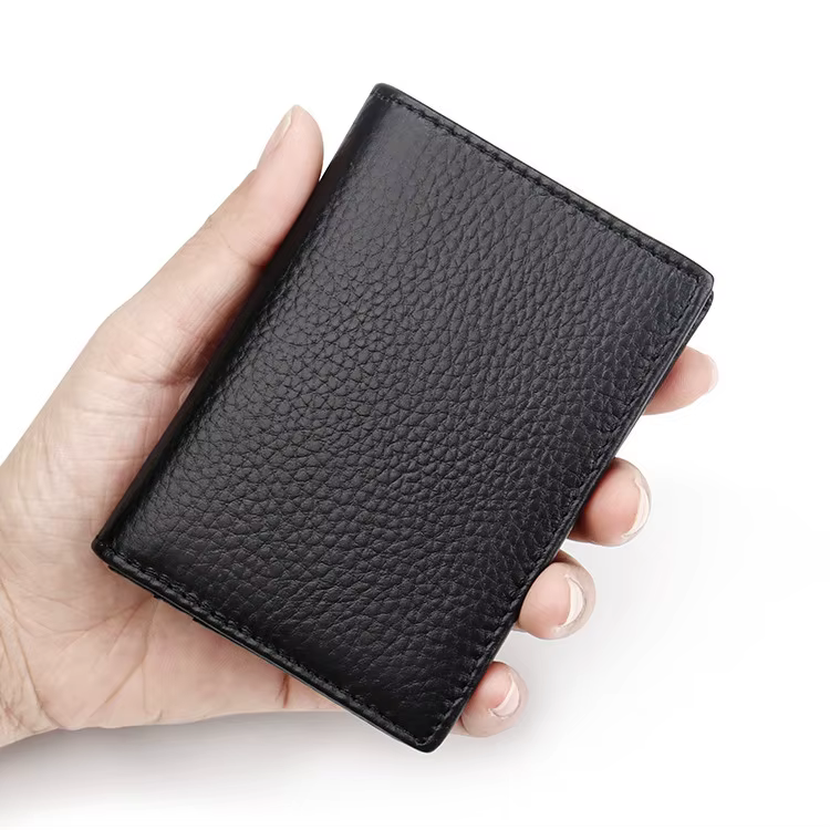 Porte-Cartes en Cuir Minimaliste pour Homme, Anti-RFID, Design Rétro, Fermeture Éclair, Style Affair