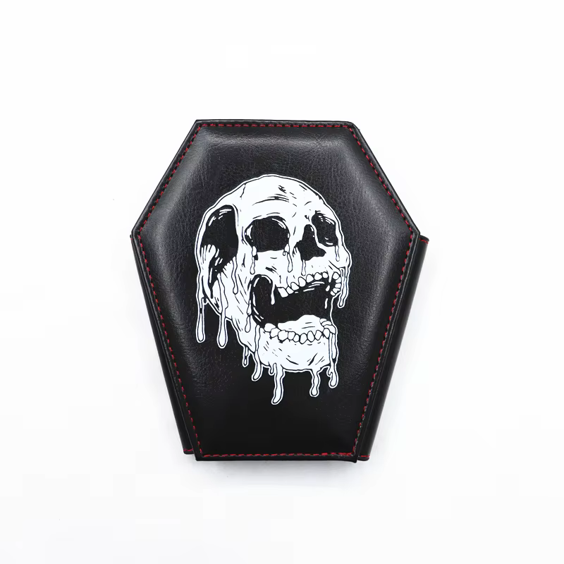Portefeuille en forme de cercueil de crâne hurlant, pochette à motif d'halloween, porte-monnaie tend
