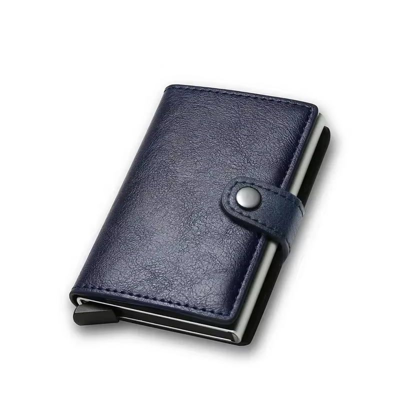 Rfid porte-carte de crédit hommes portefeuilles de luxe petit portefeuille intelligent en métal affa