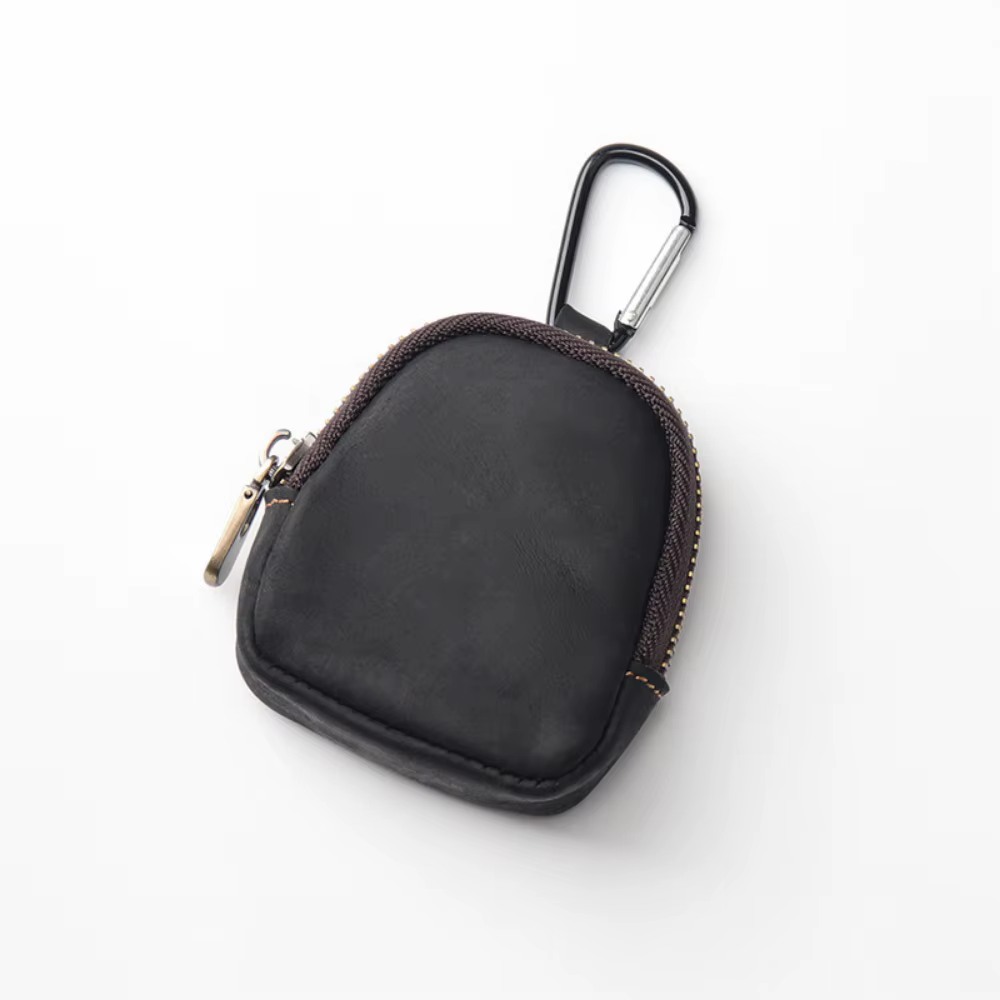 Porte-monnaie décontracté en cuir véritable, mini pochette zippée, petit sac à clés, pendentif pour 