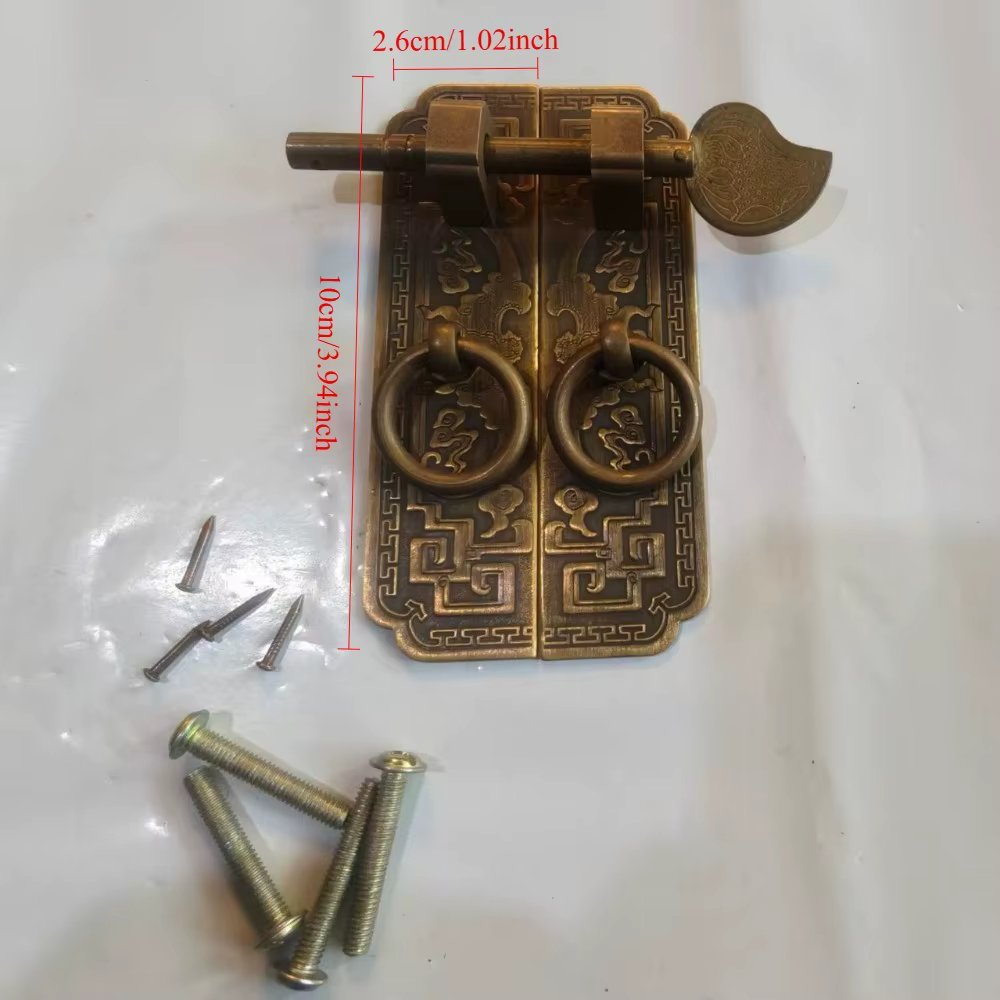 1 ensemble de poignées de porte en cuivre pur, style rétro chinois, pour portails et meubles