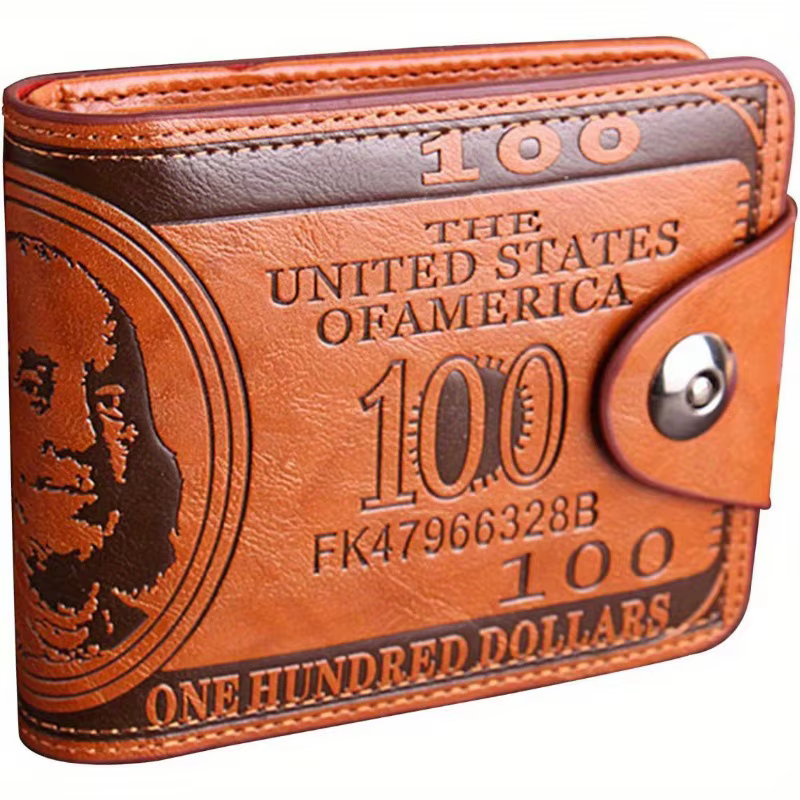 Portefeuille court pour hommes, marque à la mode, personnalité, Dollar américain, Clip, boucle à deu
