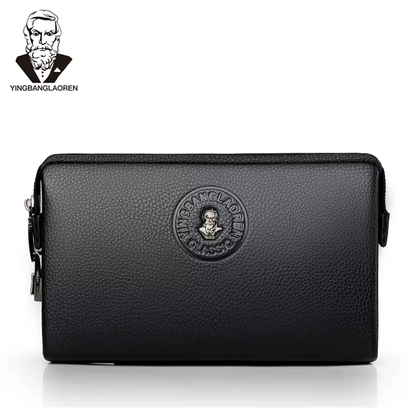Portefeuille long pour homme ultra-fin pliable en toile style rétro grande capacité avec pince à bil