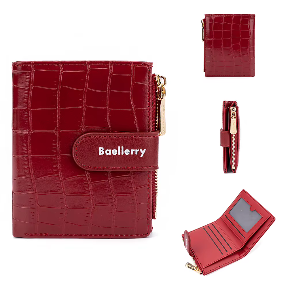 Portefeuille court pour femmes, motif crocodile, porte-cartes multi-emplacements, avec poche à monna