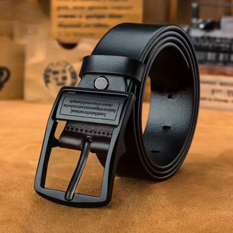 Ceinture vintage à boucle à ardillon pour homme, ceinture décontractée polyvalente pour jeans