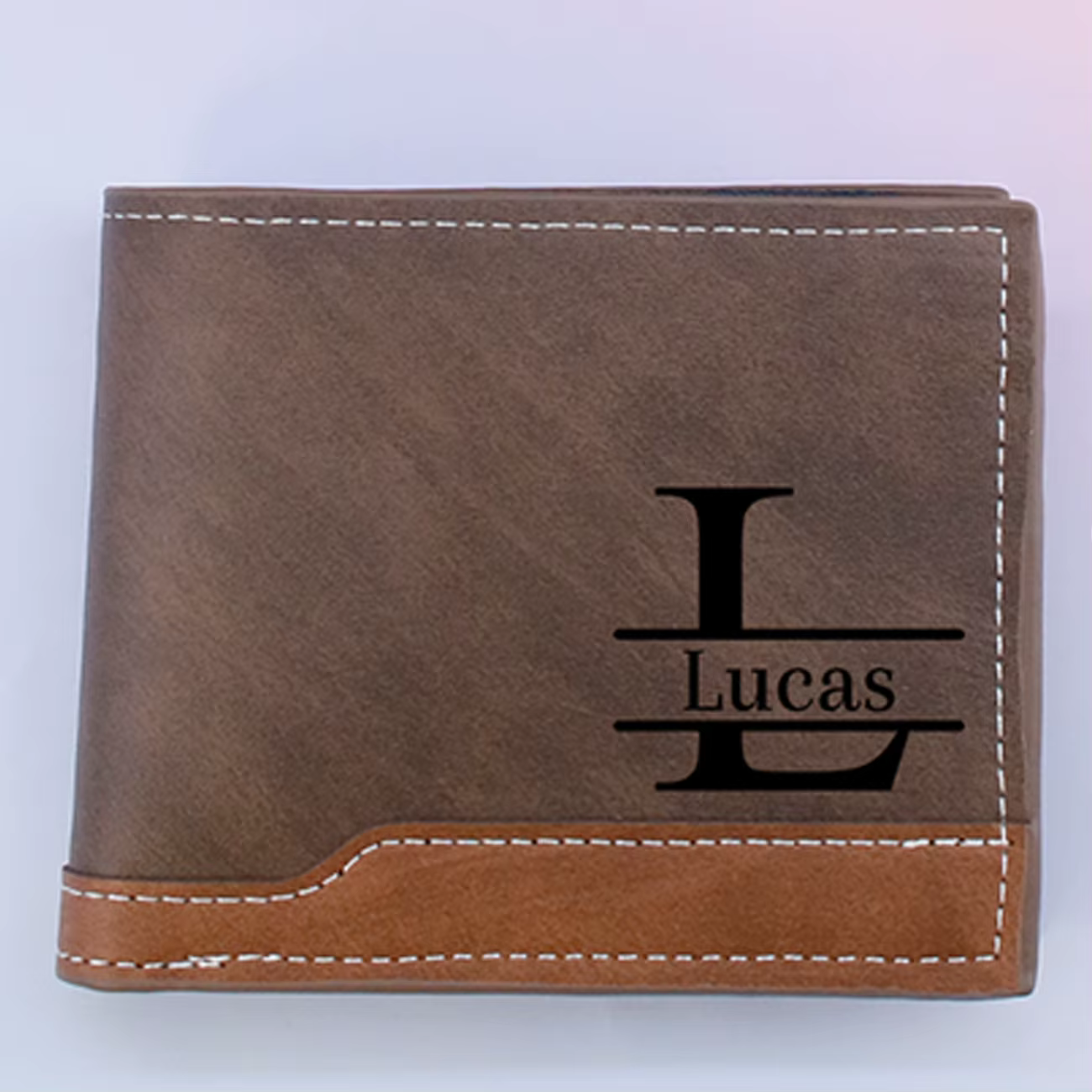 Portefeuille personnalisé avec initiales et nom, portefeuille pour homme personnalisé, style monogra