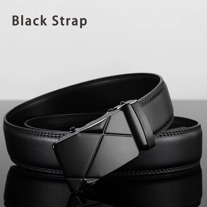 Ceinture en cuir PU noir pour hommes, métal, structure automatique, haute qualité, environnement de