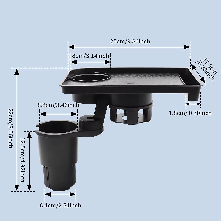 Plateau porte-gobelets pour voiture avec double porte-gobelets, plateau de repas pour voiture, plate