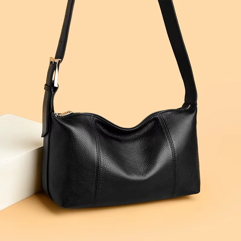 Sac à bandoulière en cuir de grande capacité pour femmes, simple et polyvalent pour les déplacements