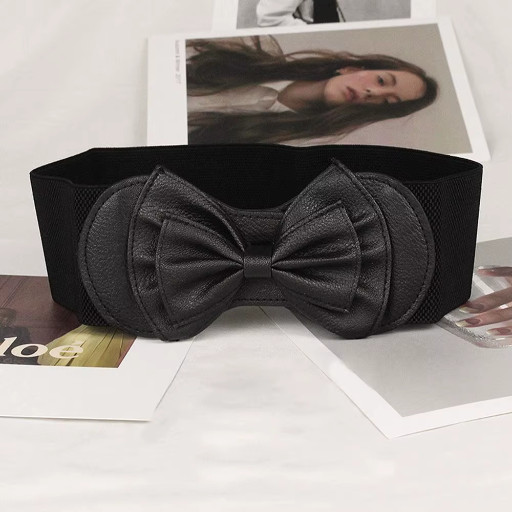 Ceinture élégante pour femme avec nœud décoratif, sangle colorée, ceinture haute élastique, robe, ma