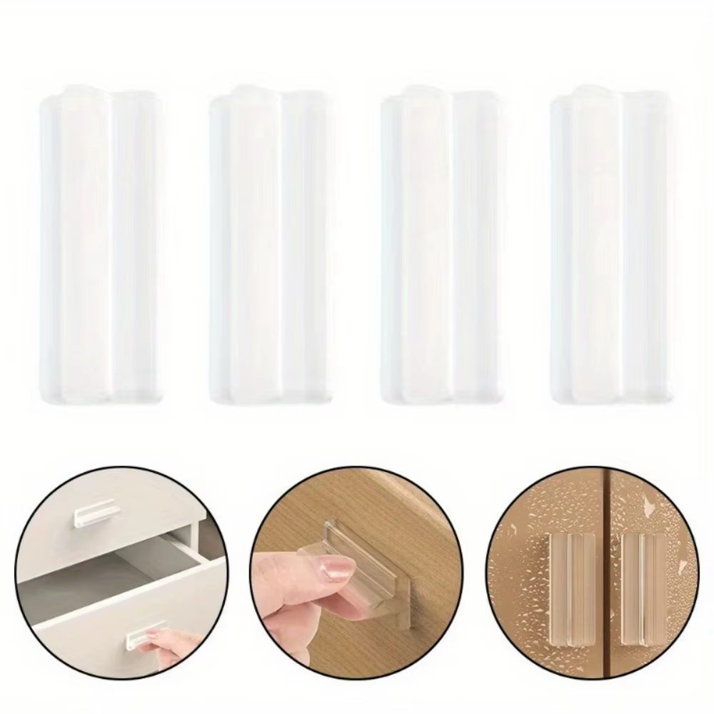 Poignées invisibles auto-adhésives transparentes en PU souple, 4 pièces, pour portes coulissantes, a