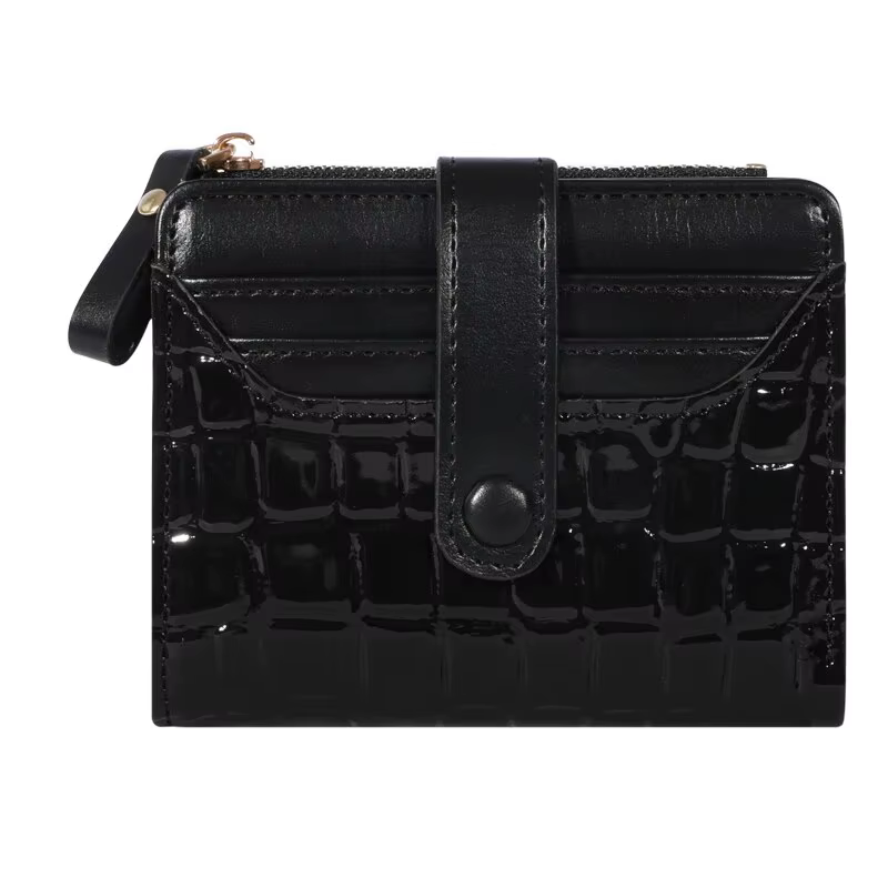 Mini portefeuille pochette imprimé crocodile, porte-carte de crédit court, porte-cartes et porte-mon