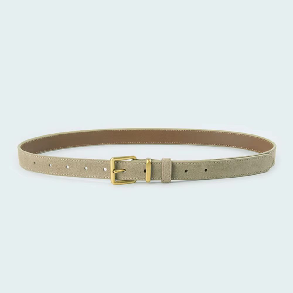 Ceinture en cuir suédé pour femme, ceinture en cuir de vachette conviviale ré, ceinture à broche pol