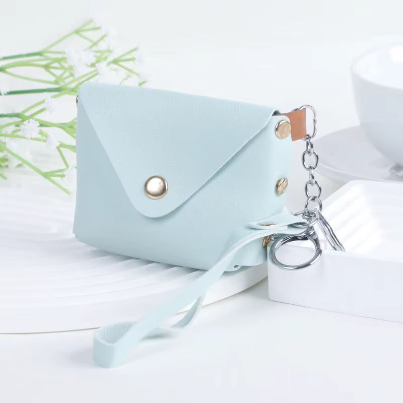 Mini porte-monnaie en cuir PU, Simple et Portable, sac de rangement pour écouteurs, petit portefeuil